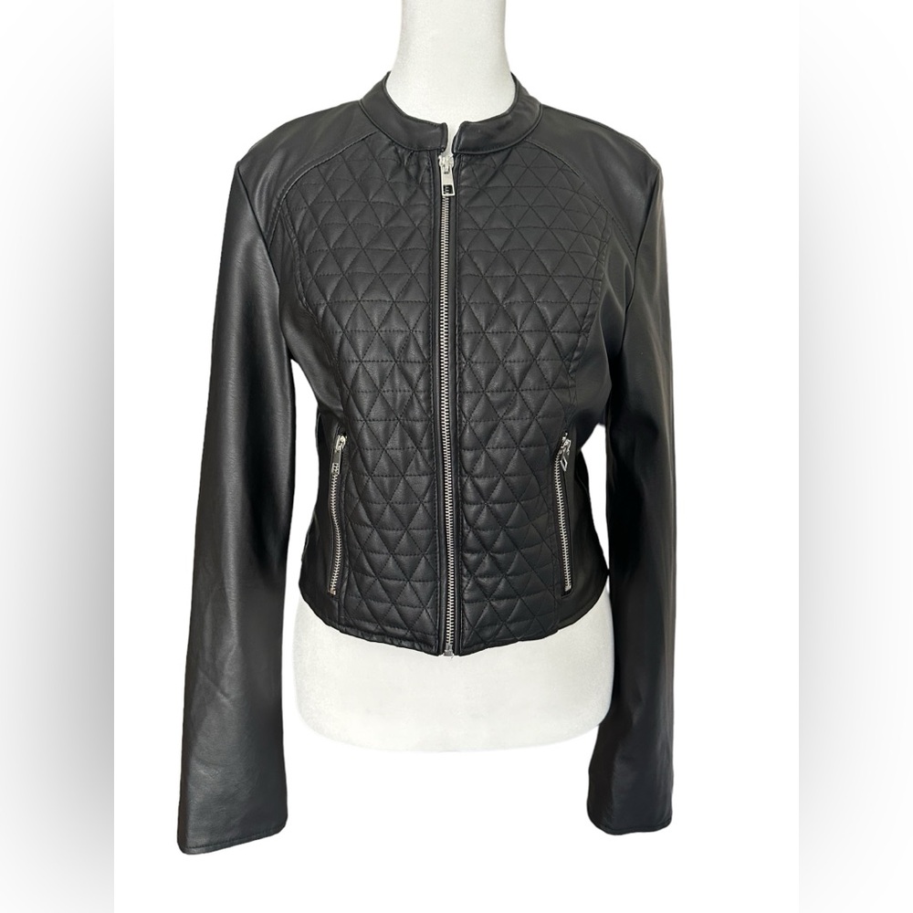 New Look Black Faux Leather Moto Jacket Junior Size M NWOT